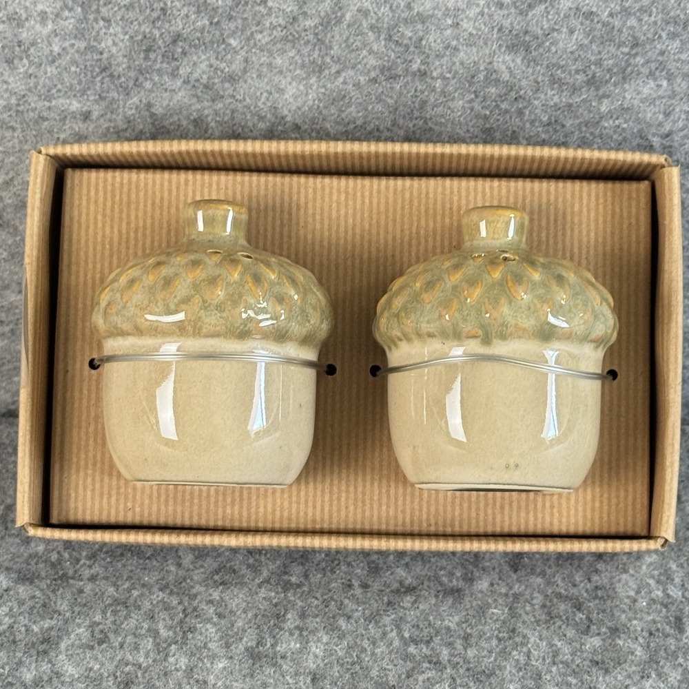 Pottery‎ Barn Salt and Pepper Shakers Acorn Fall Thanksgiving NEW